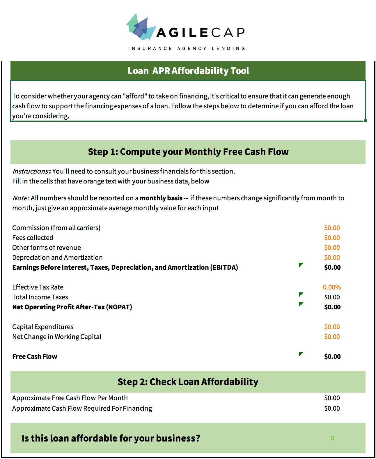 Loan APR affordability tool